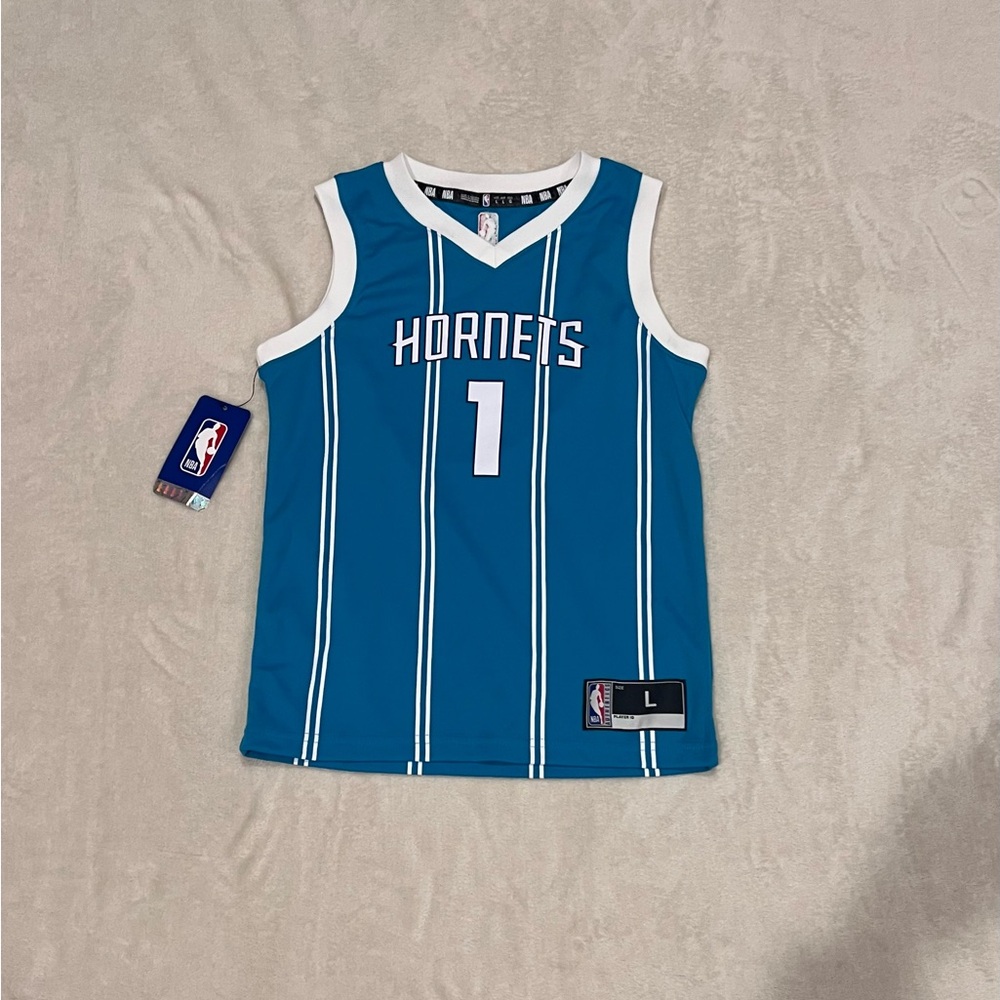 BRAND NEW Boys Hornets #1 Teal Pinstripe Basketball Jersey